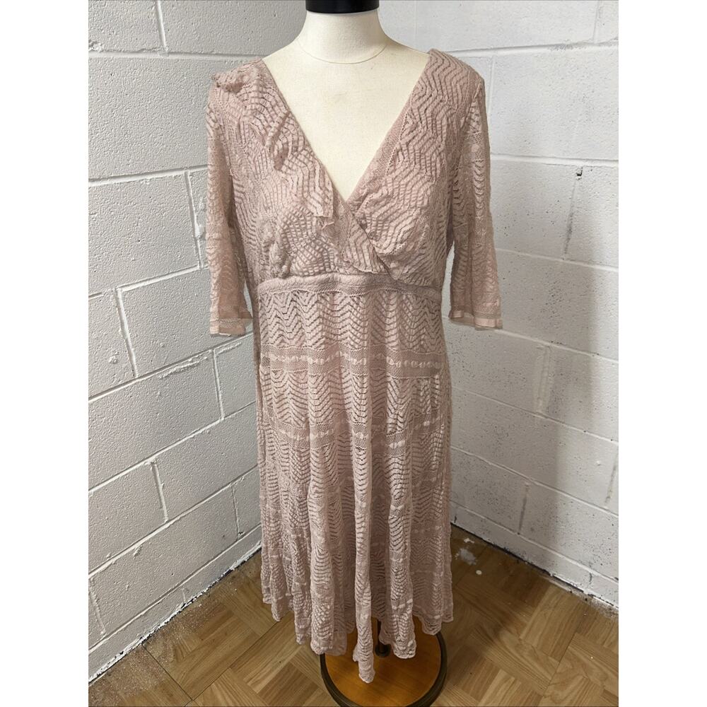 Rabbit Rabbit Design 1/2 Sleeve Lace Midi Dress Blush Pink Fairycore Babydoll B2